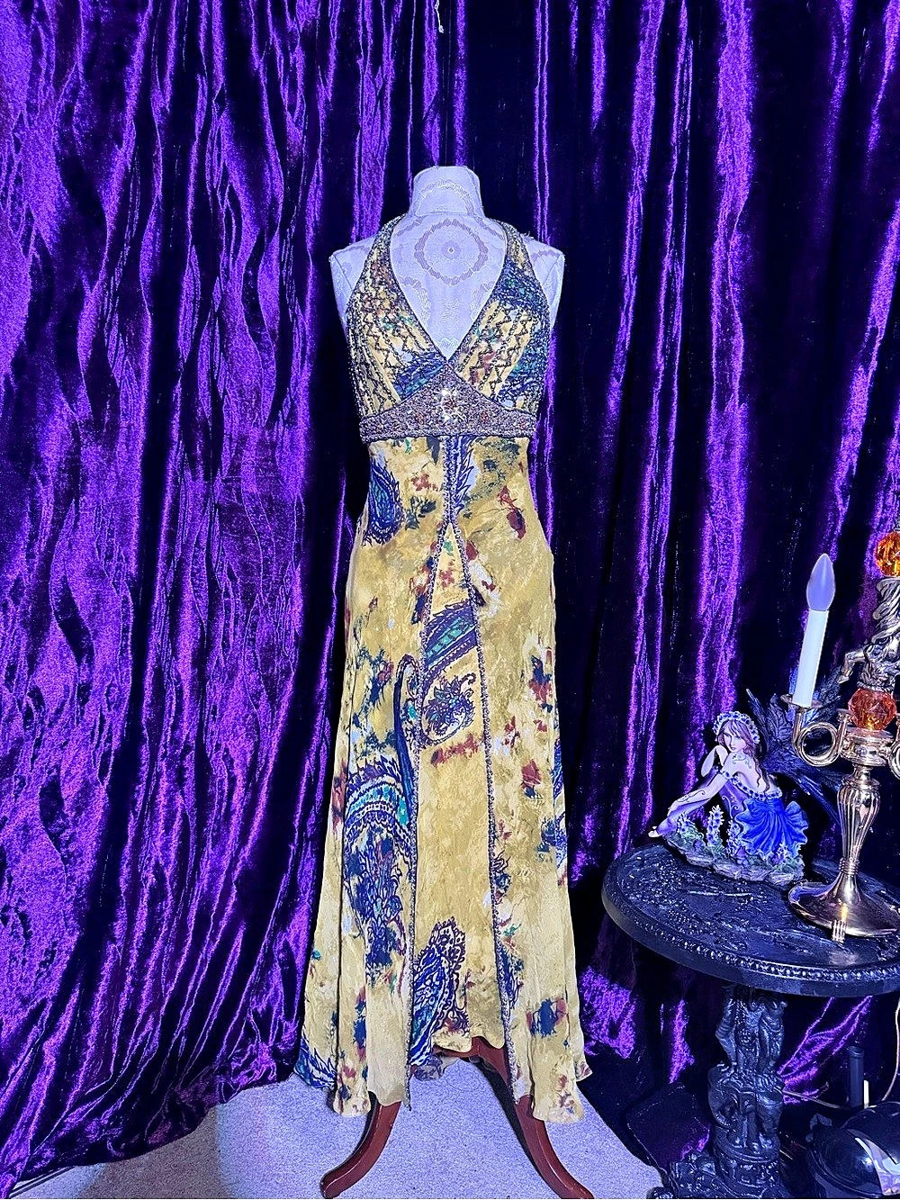 HOLLY Silk Paisley 100% Silk Beaded Maxi Dress